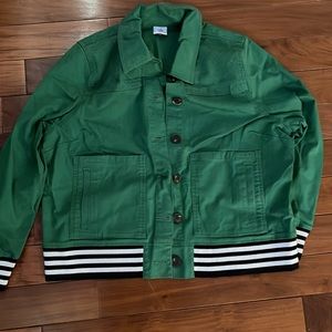 new green button down jacket